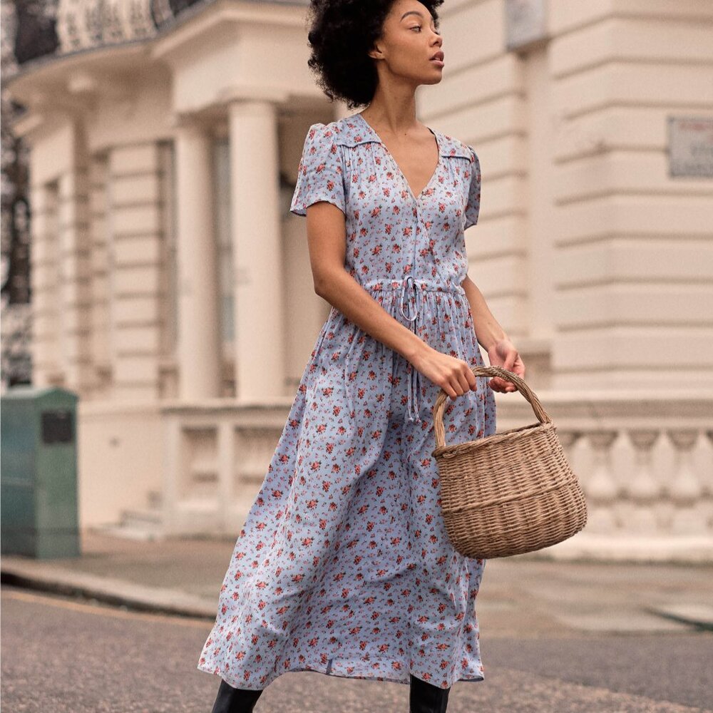 Christy Dawn Dawn Floral Blue Rose Dress Small